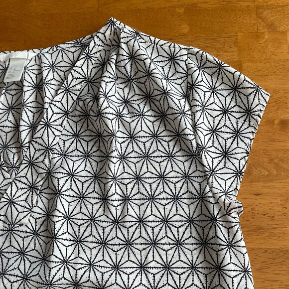 Size 14 H&M black white cap sleeve top - Picture 10 of 11